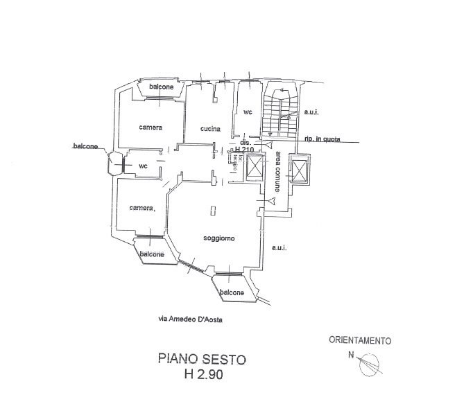 floorplans Milano: Appartamento in Vendita, Via Amedeo D' Aosta, 8, immagine 1